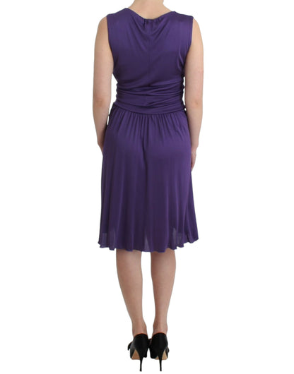 John Galliano Elegant Purple Knee-Length Jersey Dress