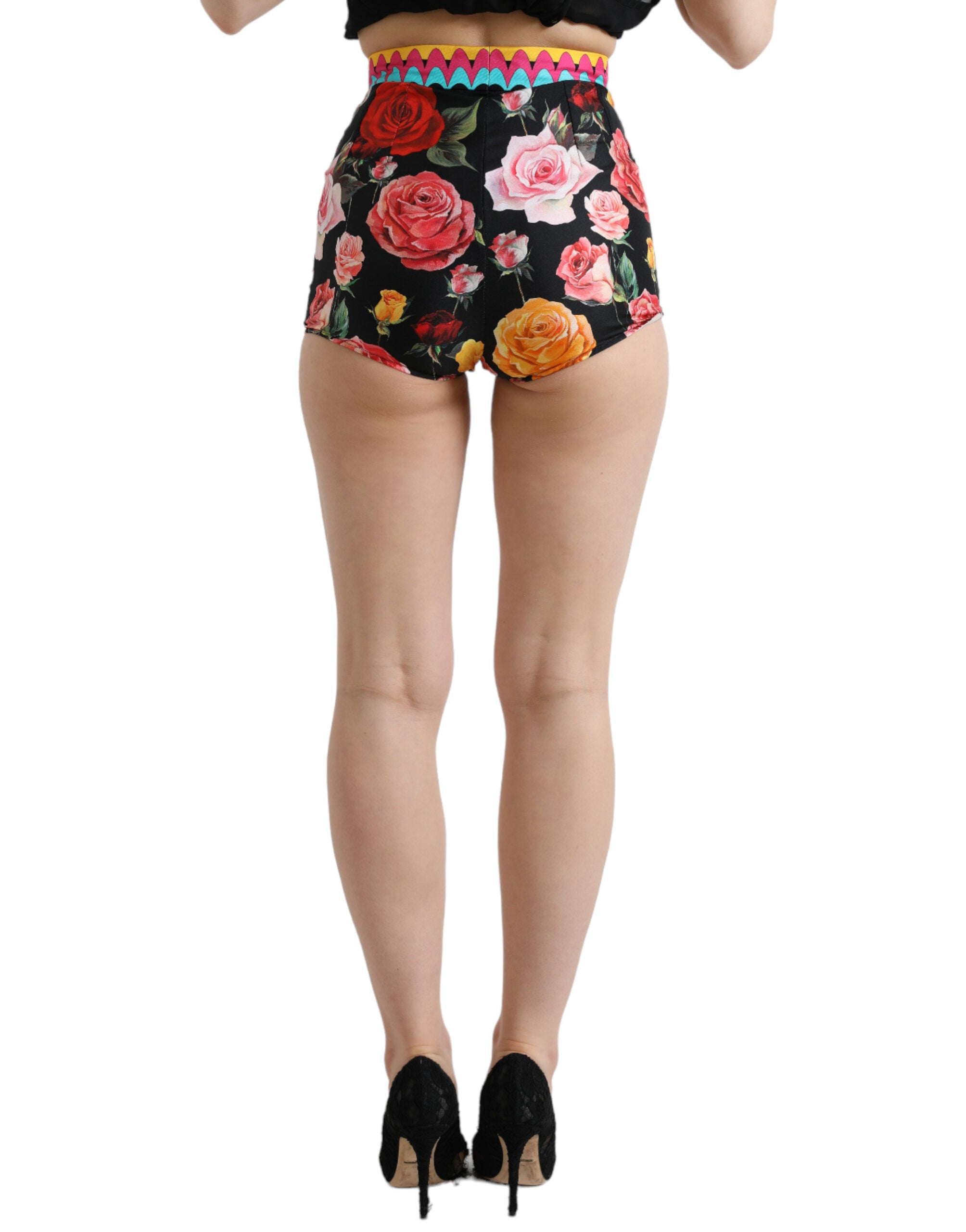 Dolce &amp; Gabbana Multicolor Silk High Waist Hot Pants