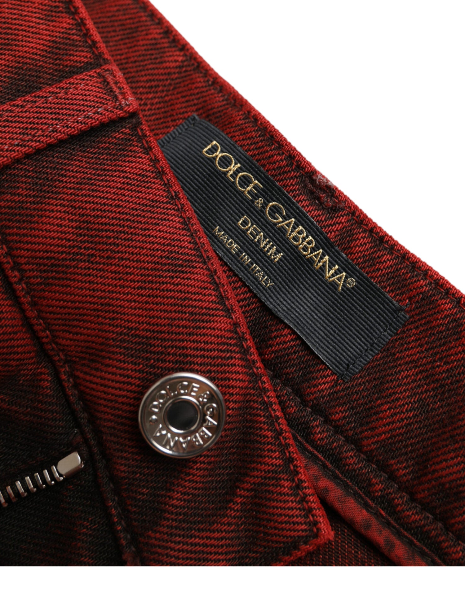 Dolce &amp; Gabbana High Waist Red Denim Hot Pants Shorts