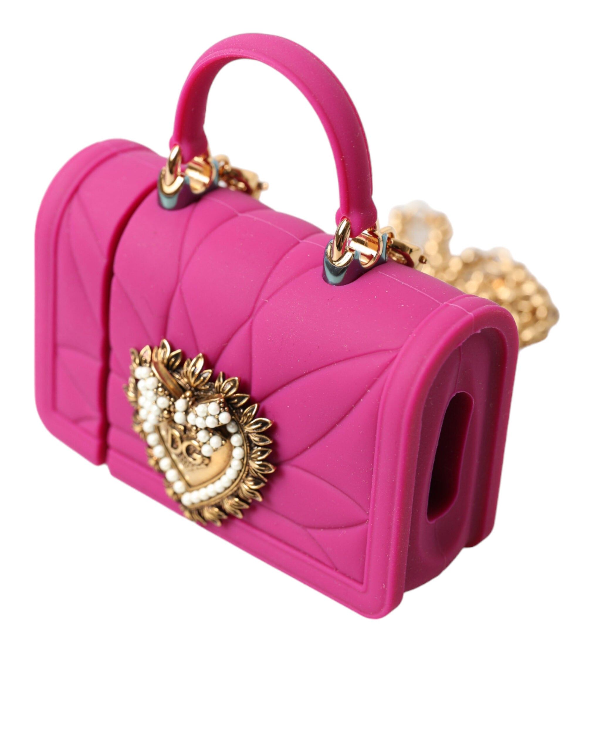 Dolce &amp; Gabbana Chic Quilted Silicone Airpods Case - Pink &amp; Gold