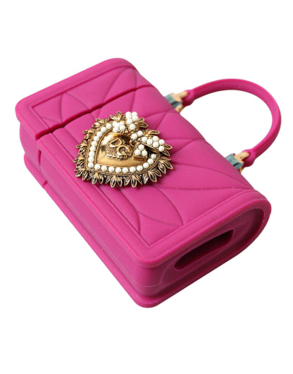 Dolce &amp; Gabbana Chic Quilted Silicone Airpods Case - Pink &amp; Gold