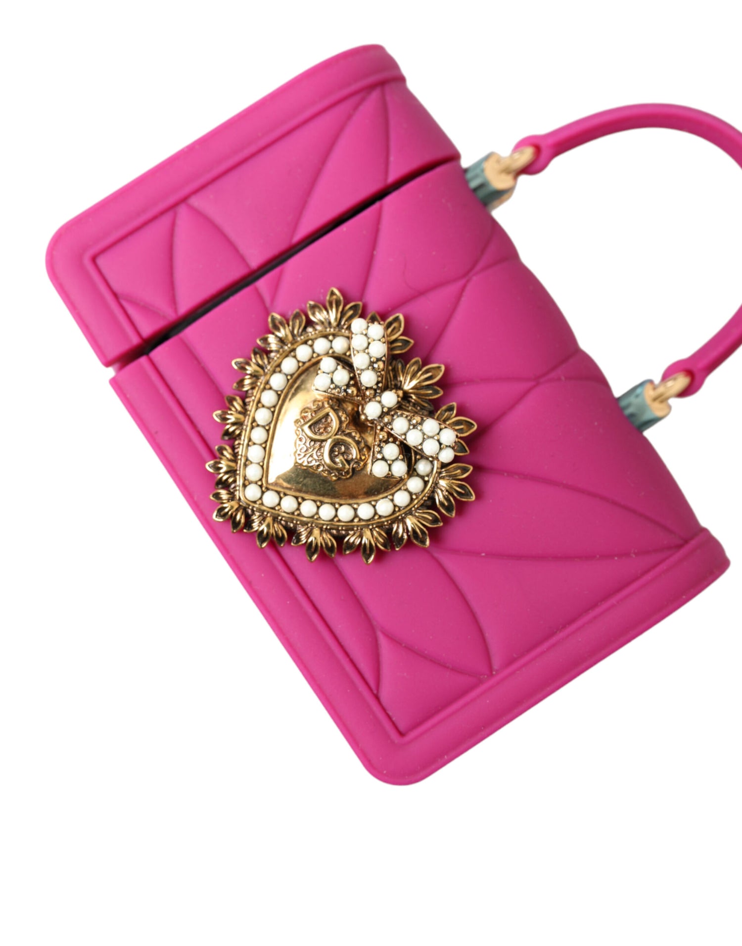 Dolce &amp; Gabbana Chic Quilted Silicone Airpods Case - Pink &amp; Gold