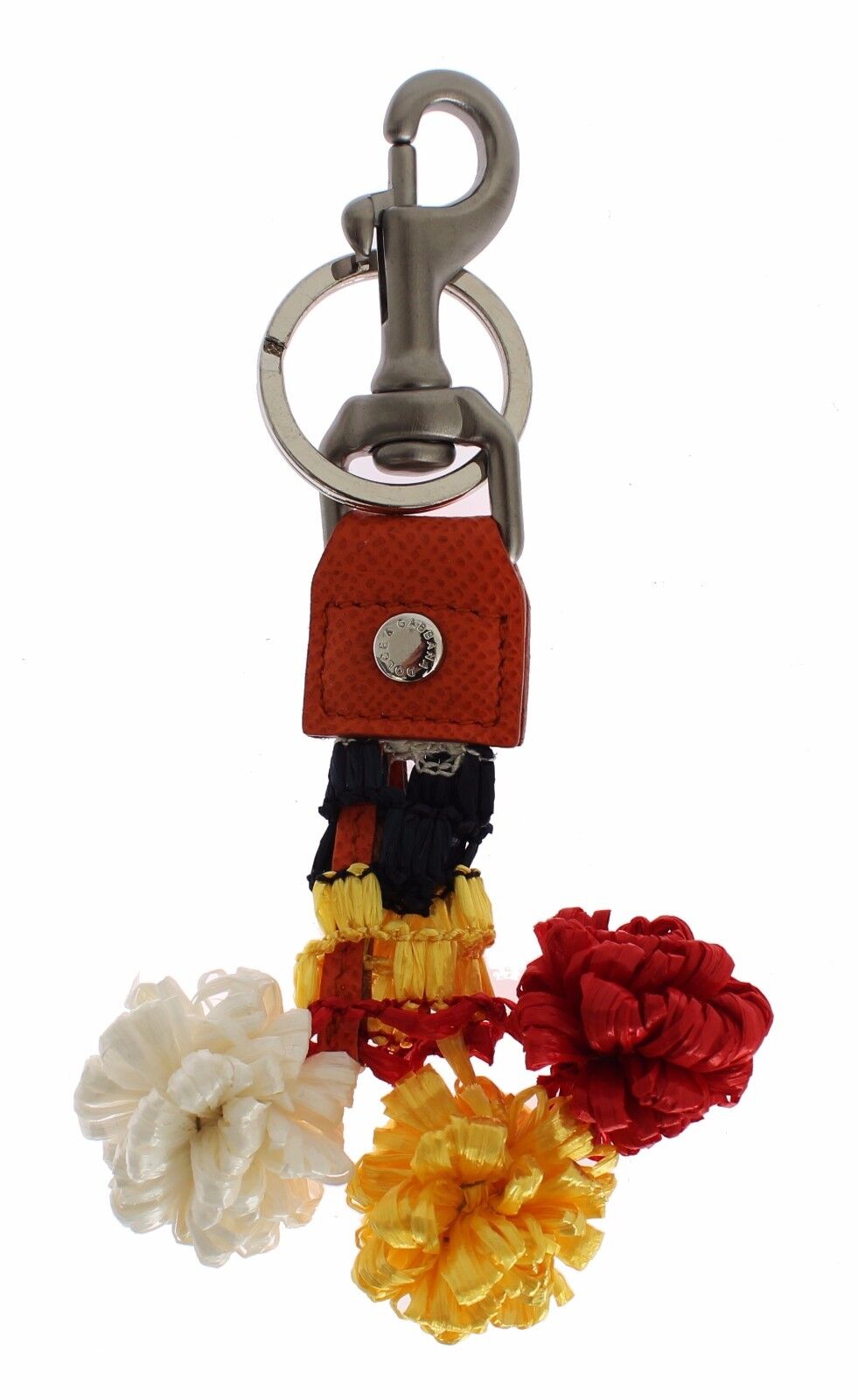 Dolce &amp; Gabbana Chic Multicolor Raffia &amp; Leather Keychain