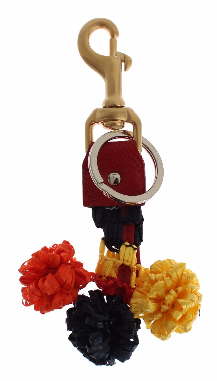 Dolce &amp; Gabbana Chic Multicolor Raffia Leather Keychain