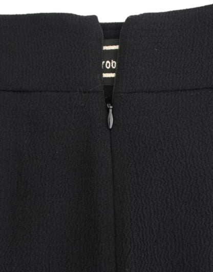 Cavalli Elegant Black Wool Pencil Skirt