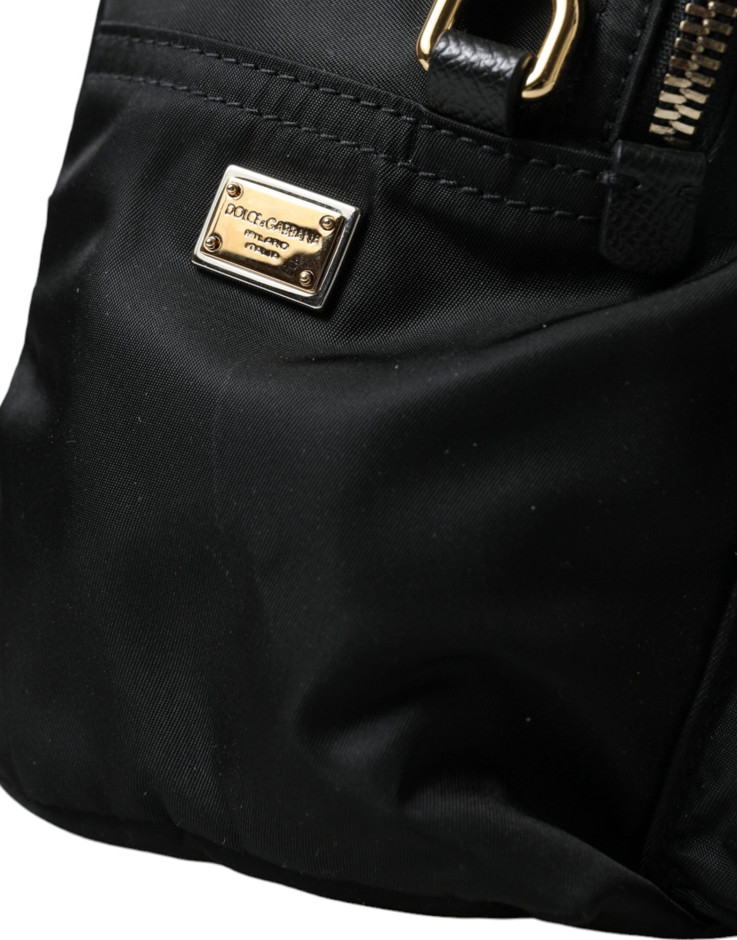 Dolce &amp; Gabbana Elegant Black Gold Detail Backpack