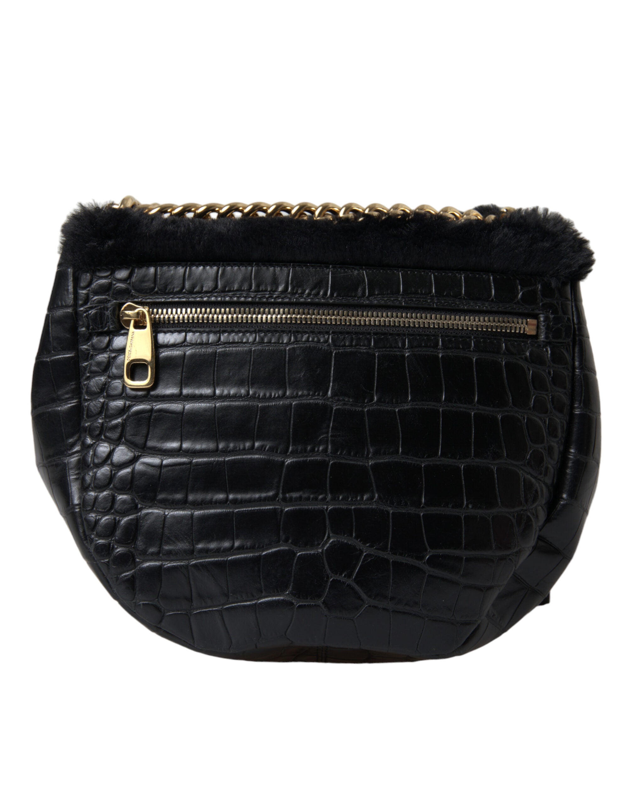 Dolce &amp; Gabbana Exquisite Croc-Embossed Panther Shoulder Bag