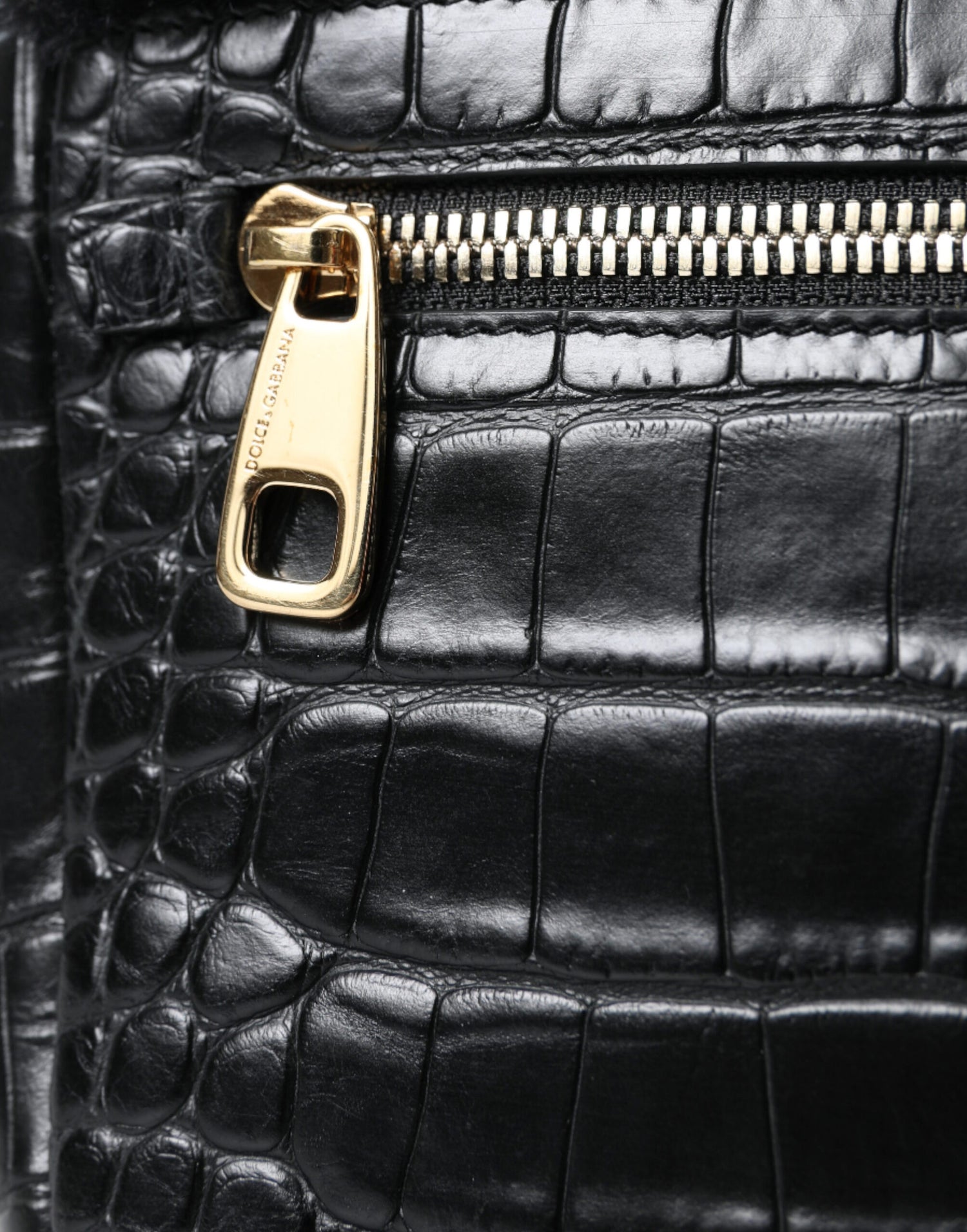 Dolce &amp; Gabbana Exquisite Croc-Embossed Panther Shoulder Bag