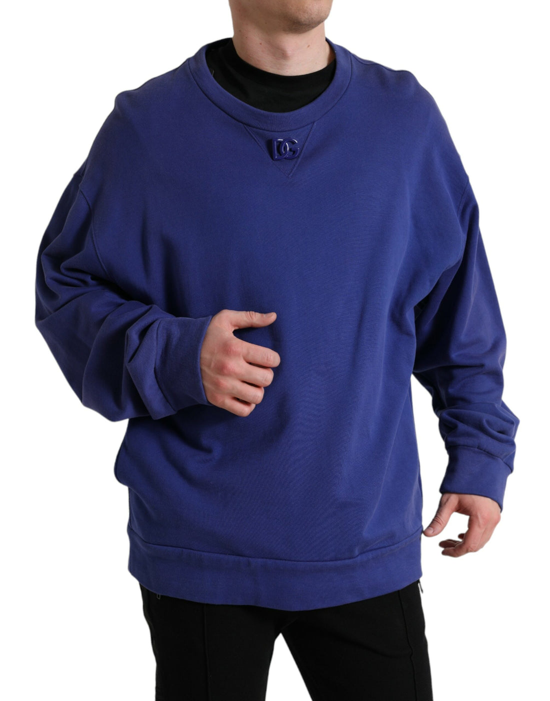 Dolce &amp; Gabbana Royal Blue Cotton Crewneck Sweater