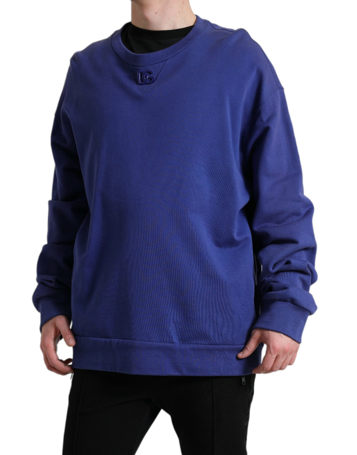 Dolce &amp; Gabbana Royal Blue Cotton Crewneck Sweater