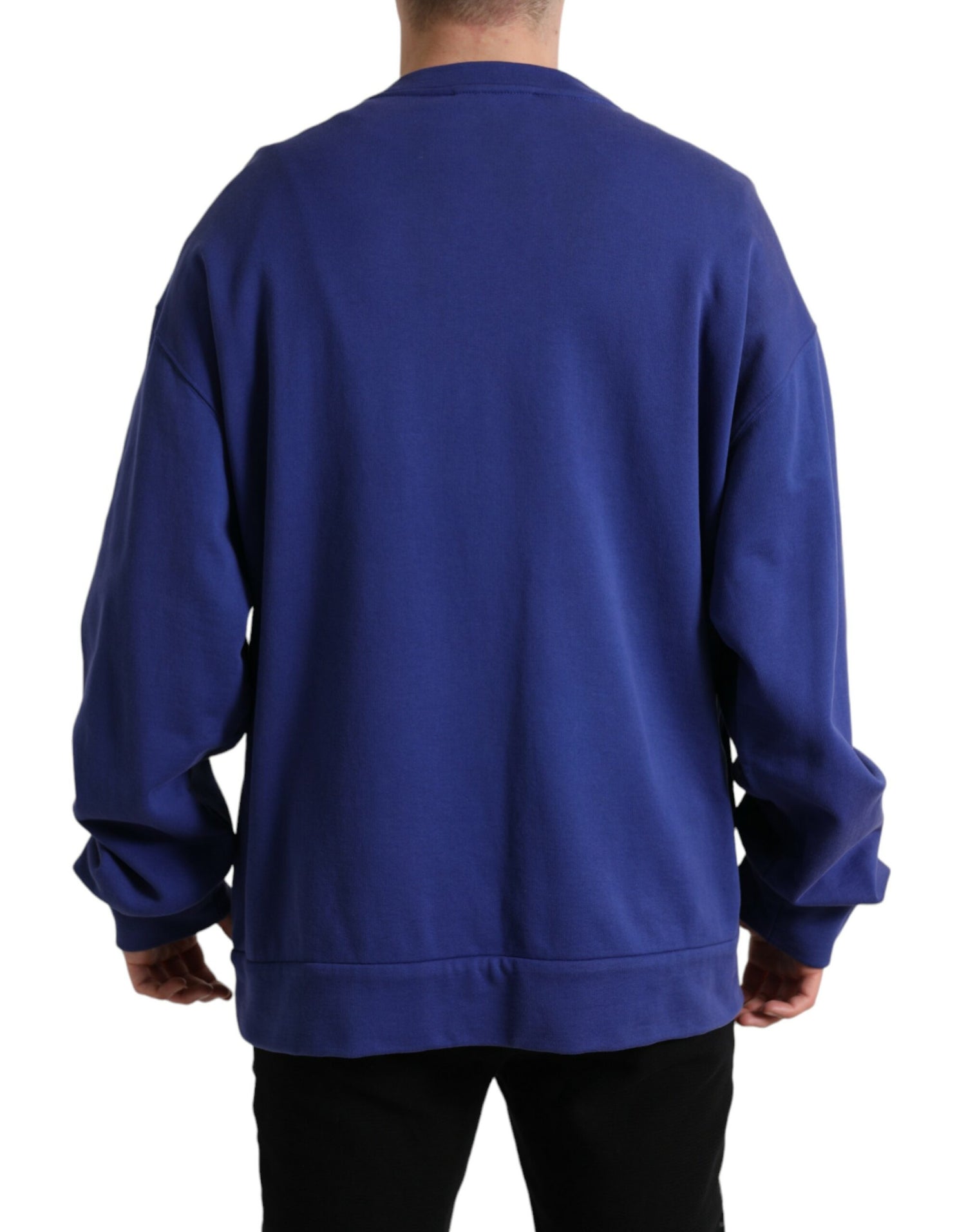 Dolce &amp; Gabbana Royal Blue Cotton Crewneck Sweater