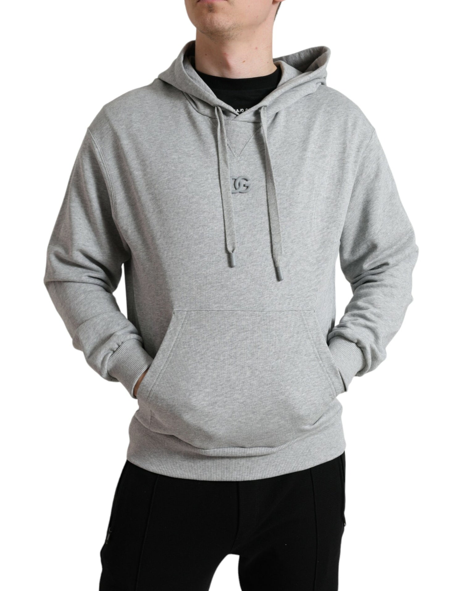 Dolce &amp; Gabbana Chic Gray Logo Hooded Cotton Sweater