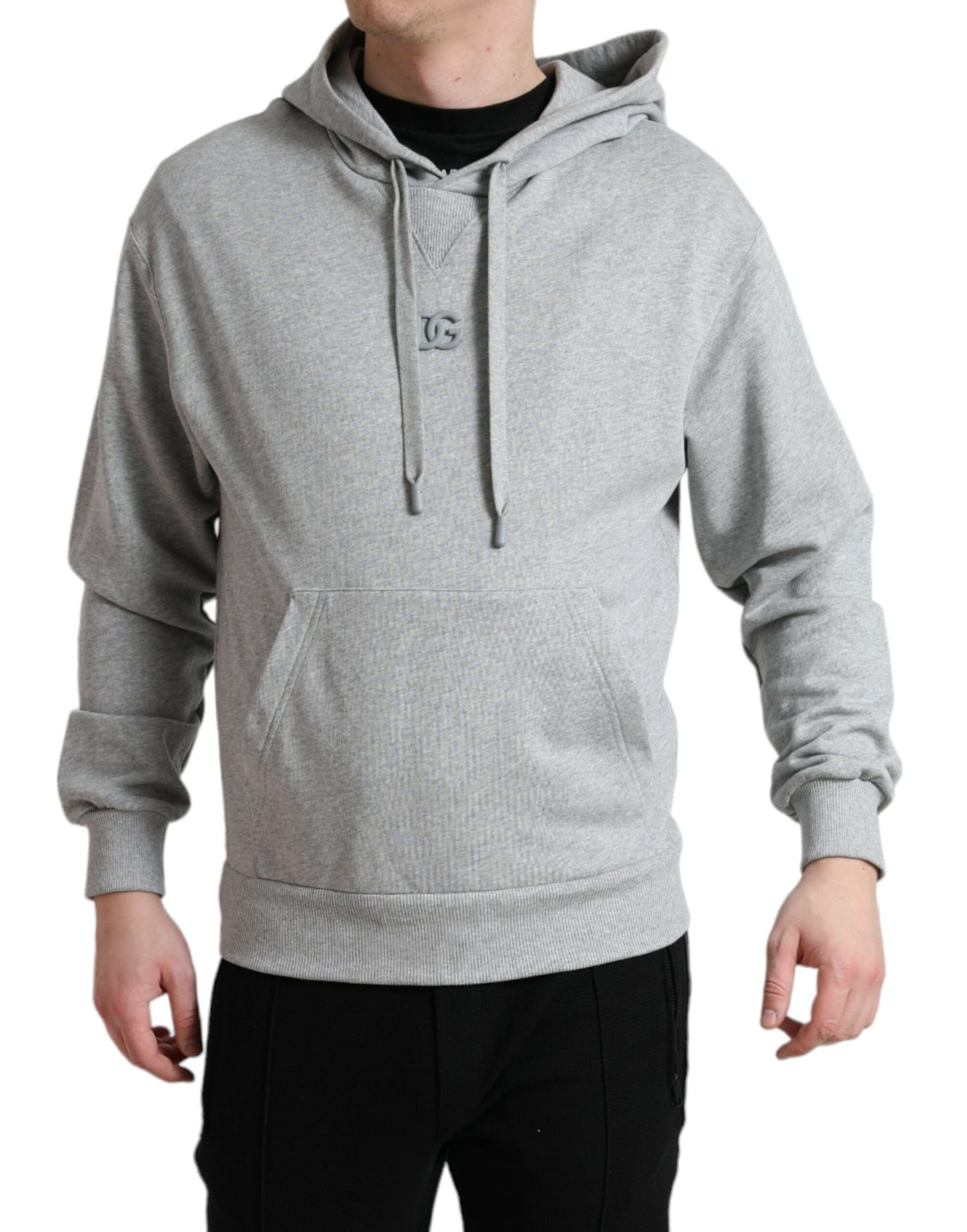 Dolce &amp; Gabbana Chic Gray Logo Hooded Cotton Sweater