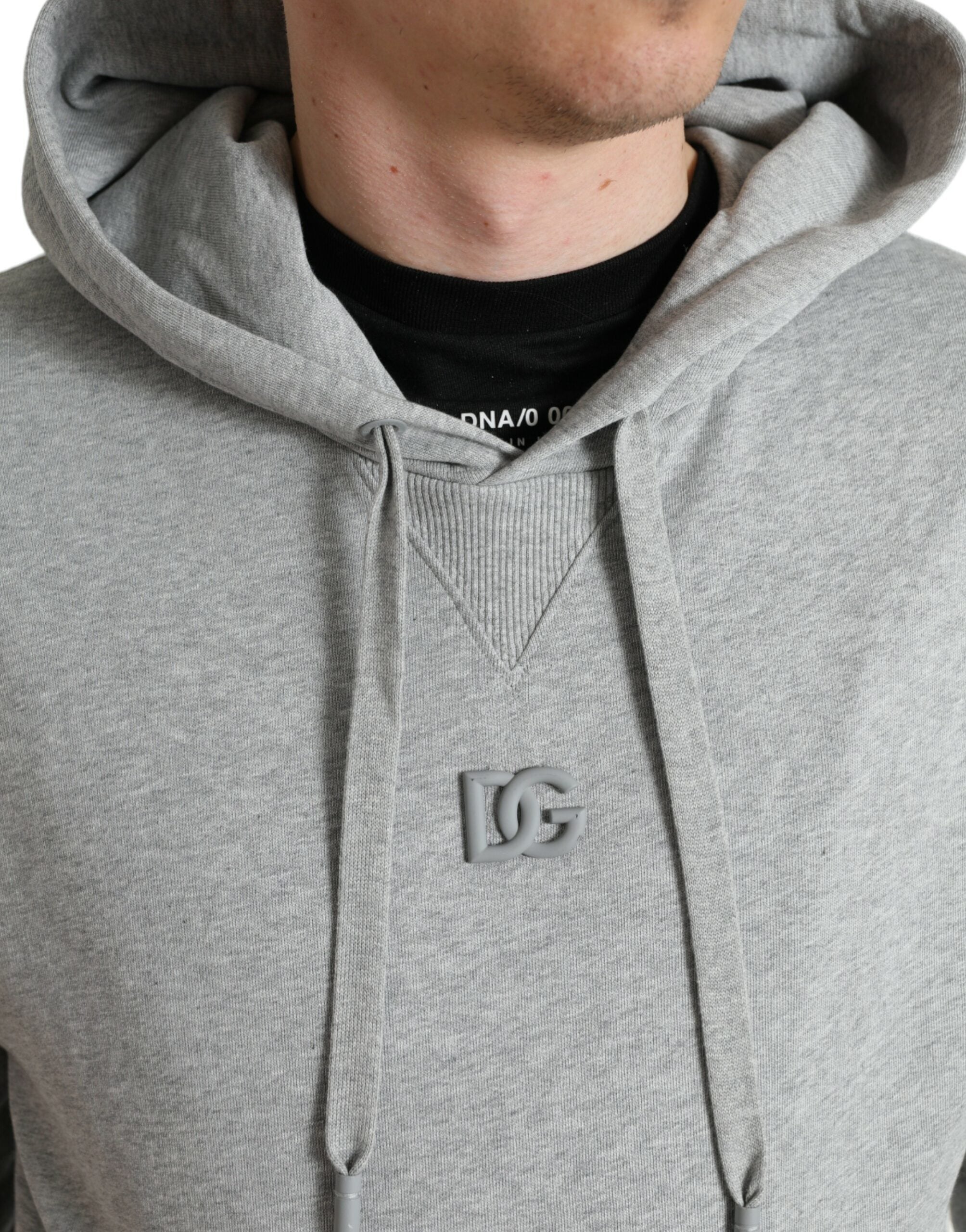 Dolce &amp; Gabbana Chic Gray Logo Hooded Cotton Sweater