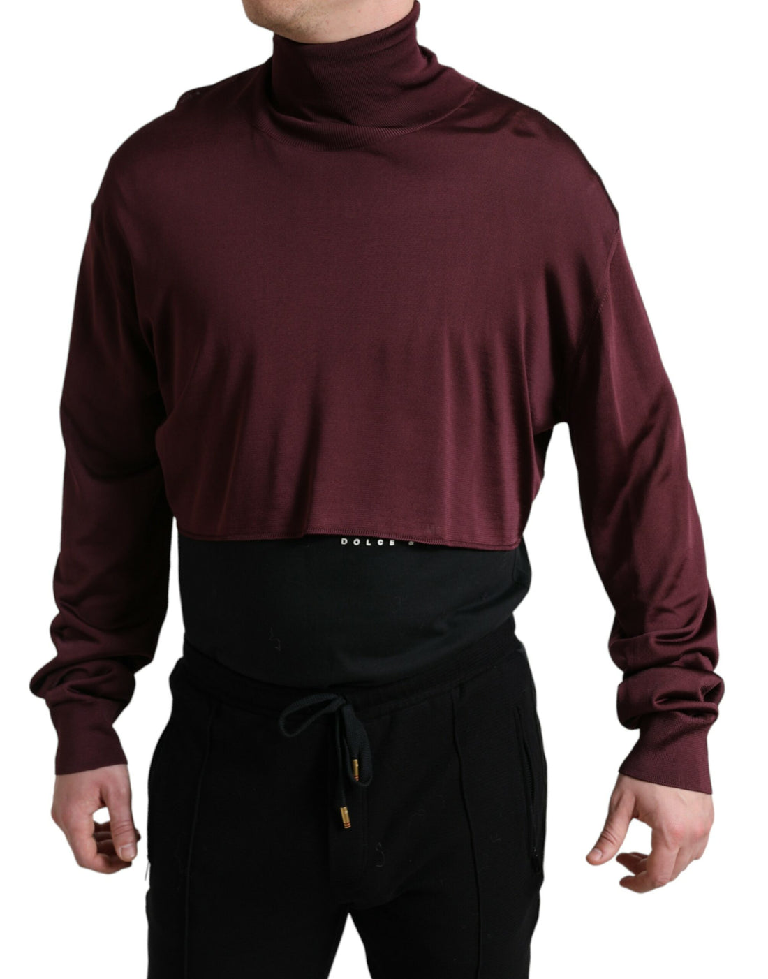 Dolce &amp; Gabbana Maroon Turtleneck Viscose Sweater