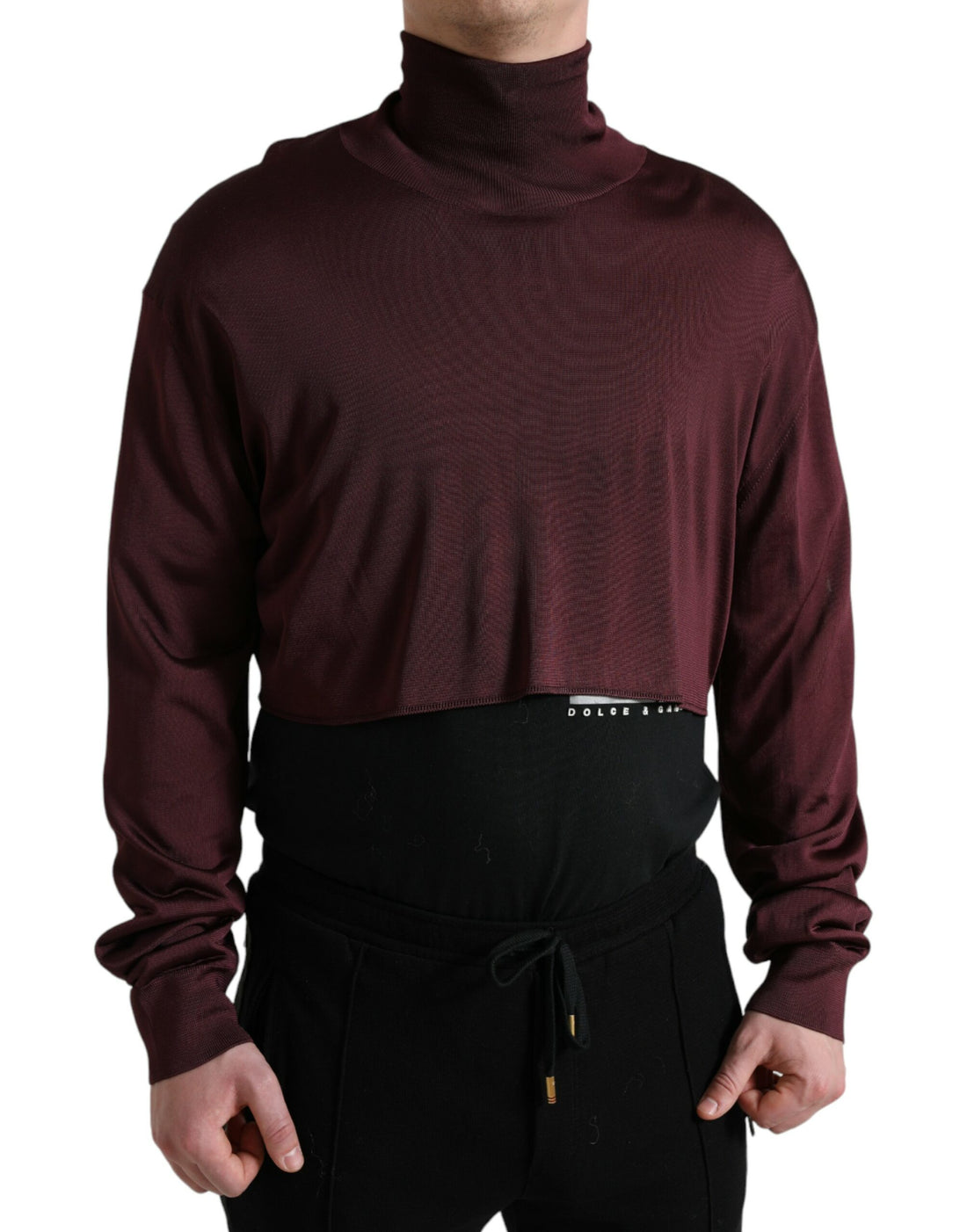 Dolce &amp; Gabbana Maroon Turtleneck Viscose Sweater