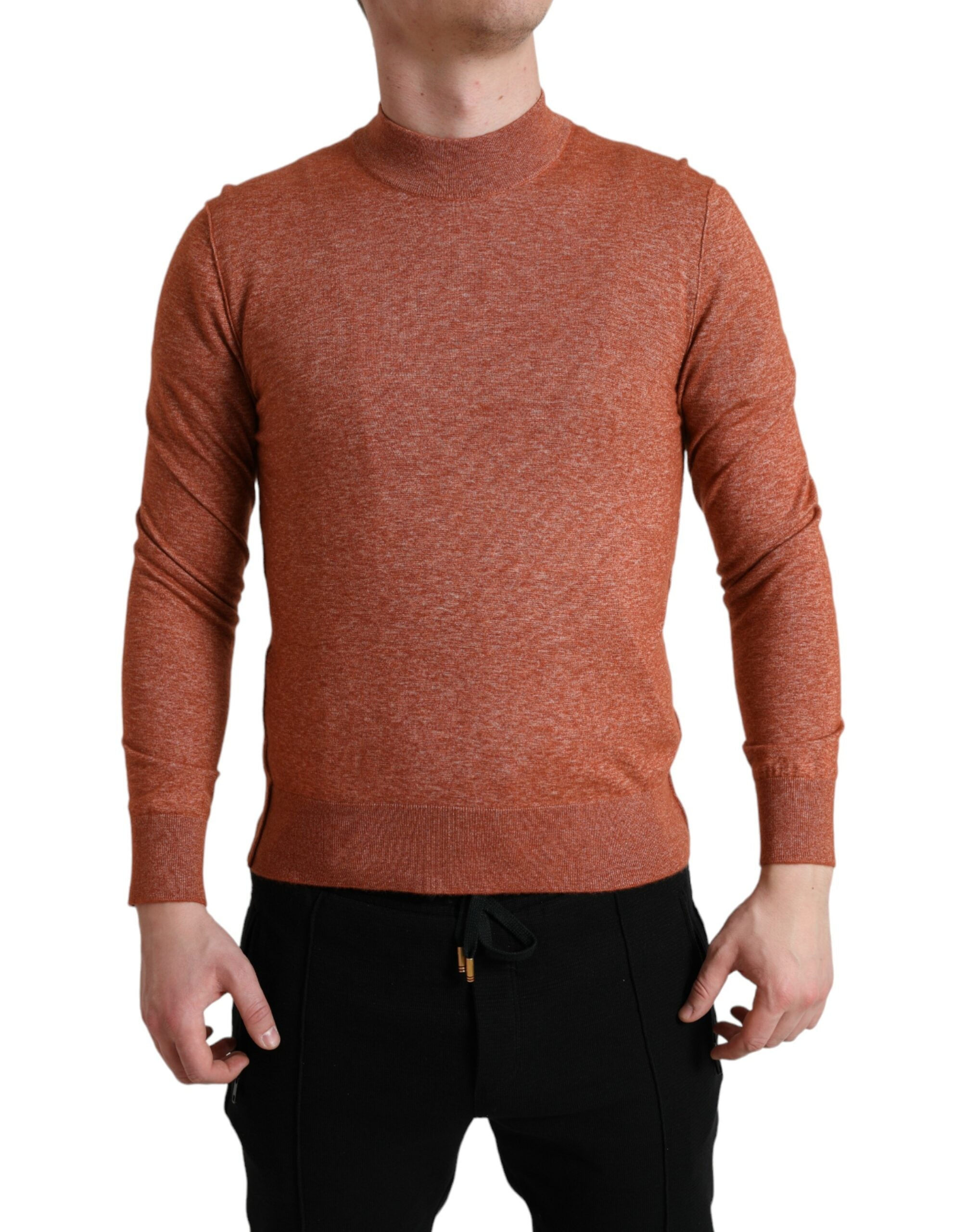 Dolce &amp; Gabbana Silk-Cashmere Orange Crew Neck Sweater