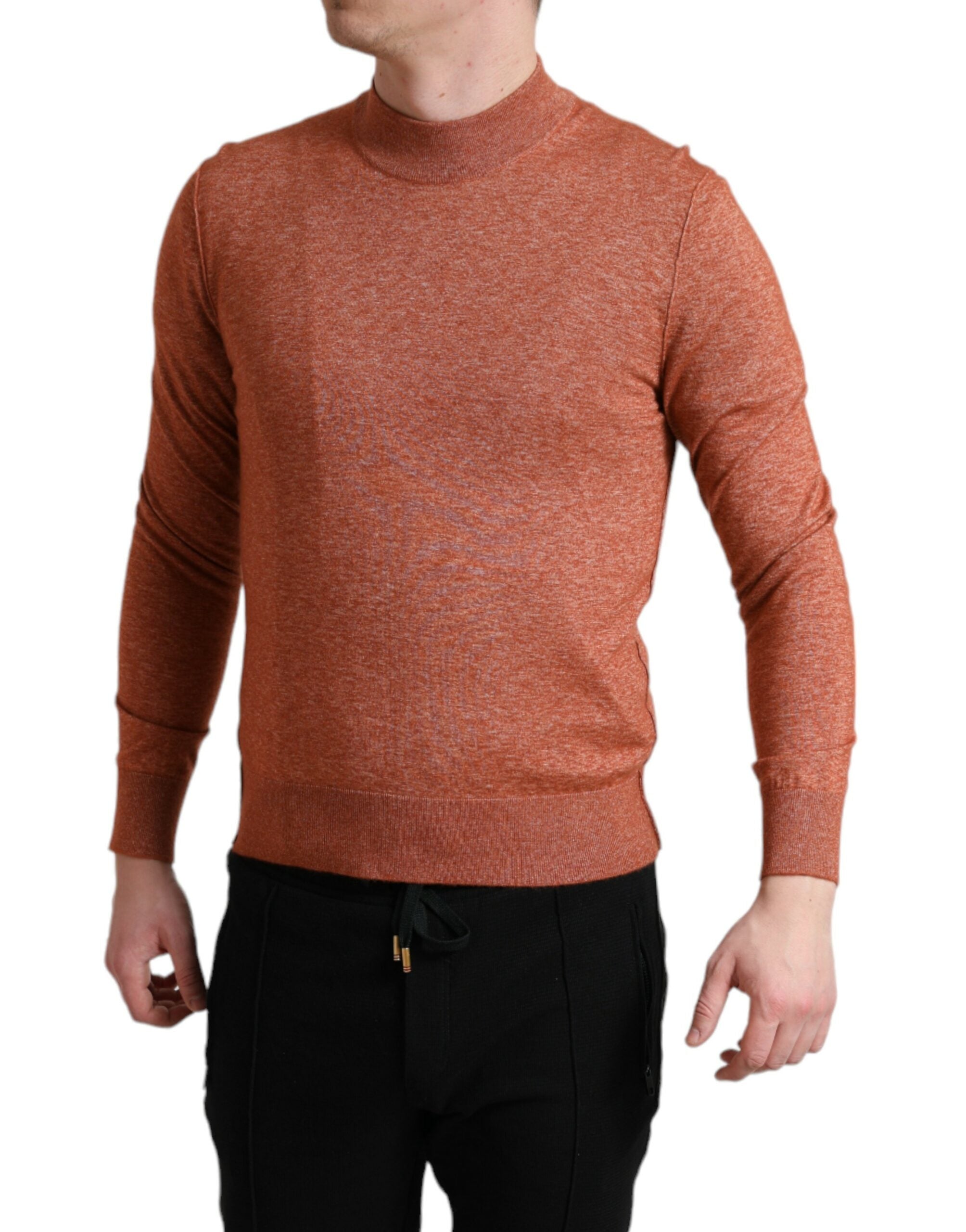 Dolce &amp; Gabbana Silk-Cashmere Orange Crew Neck Sweater