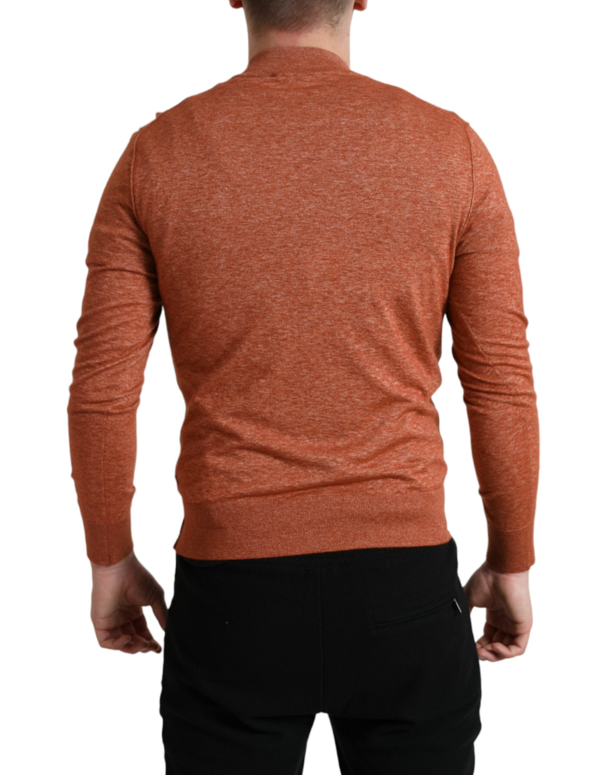 Dolce &amp; Gabbana Silk-Cashmere Orange Crew Neck Sweater