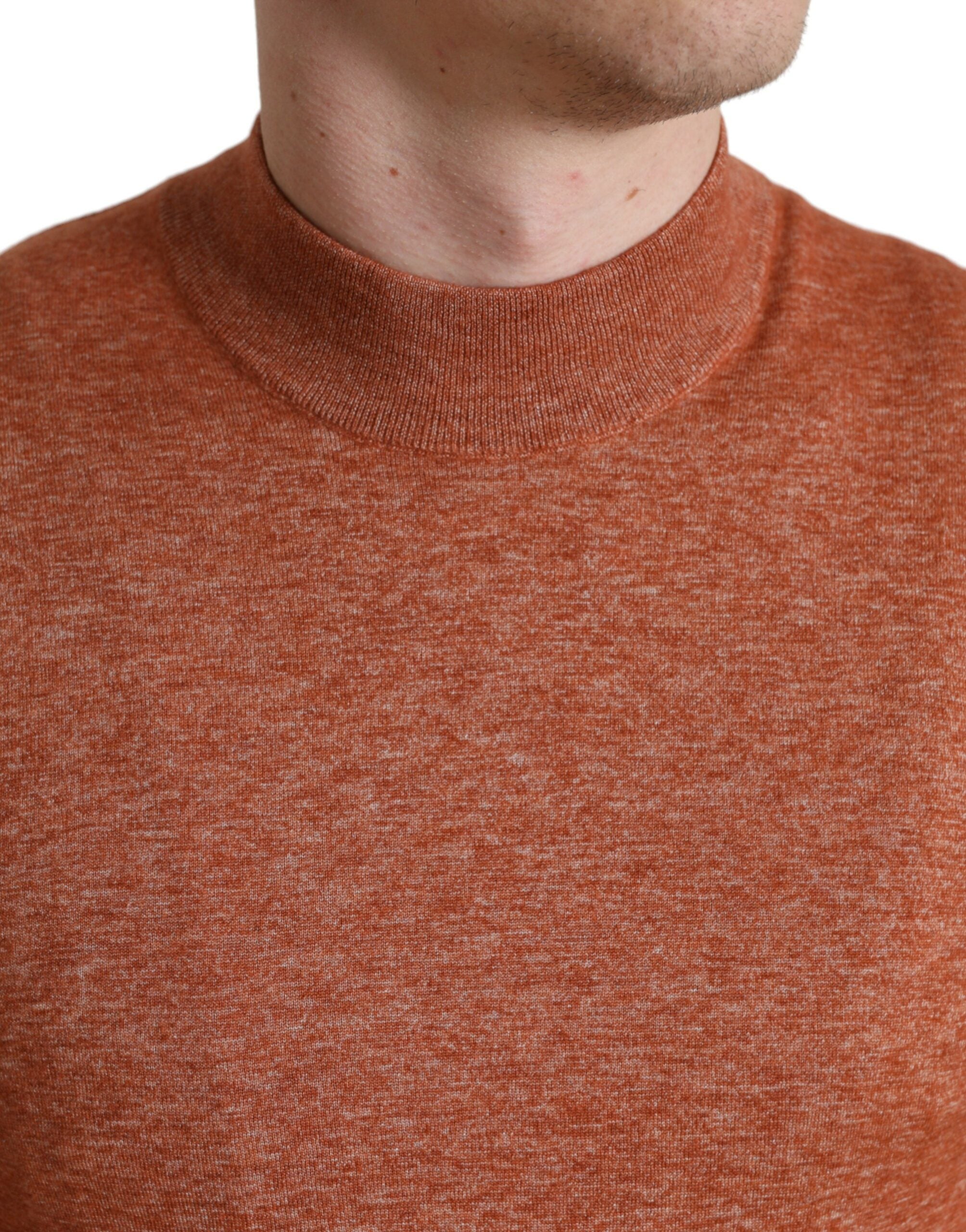 Dolce &amp; Gabbana Silk-Cashmere Orange Crew Neck Sweater