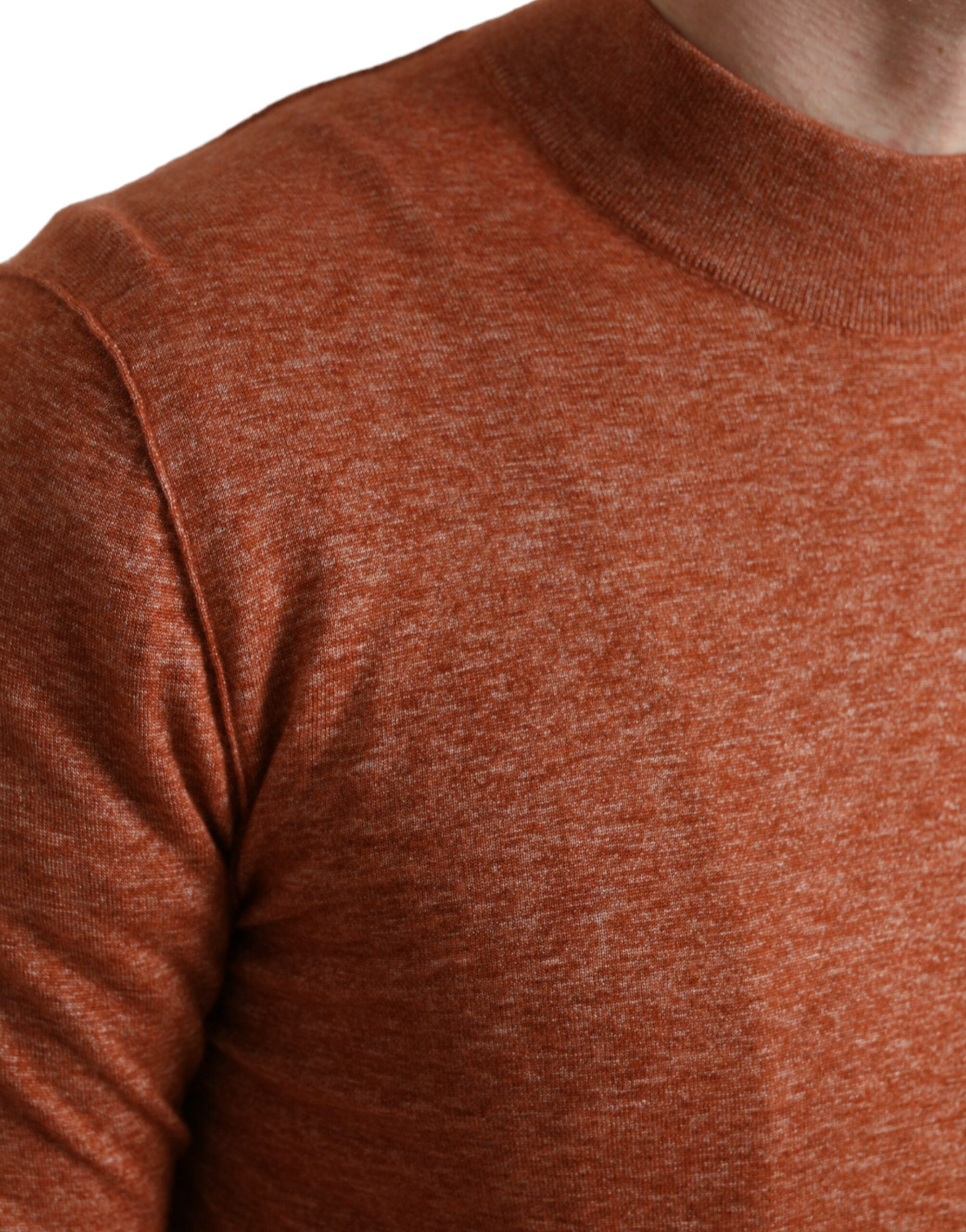 Dolce &amp; Gabbana Silk-Cashmere Orange Crew Neck Sweater