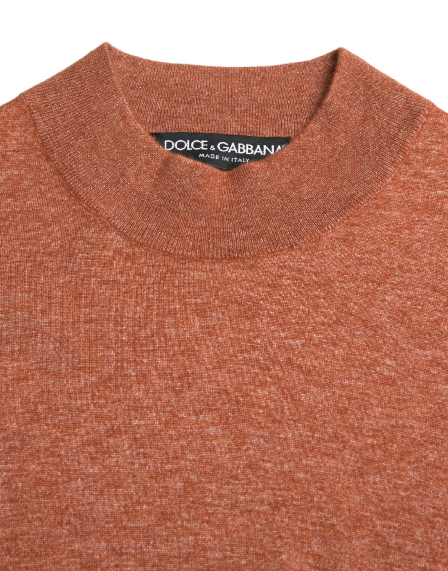 Dolce &amp; Gabbana Silk-Cashmere Orange Crew Neck Sweater