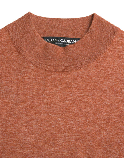 Dolce &amp; Gabbana Silk-Cashmere Orange Crew Neck Sweater