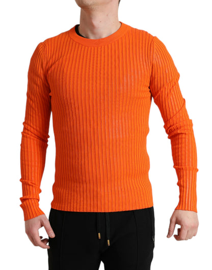 Dolce &amp; Gabbana Sleek Sunset Orange Knitted Pullover Sweater