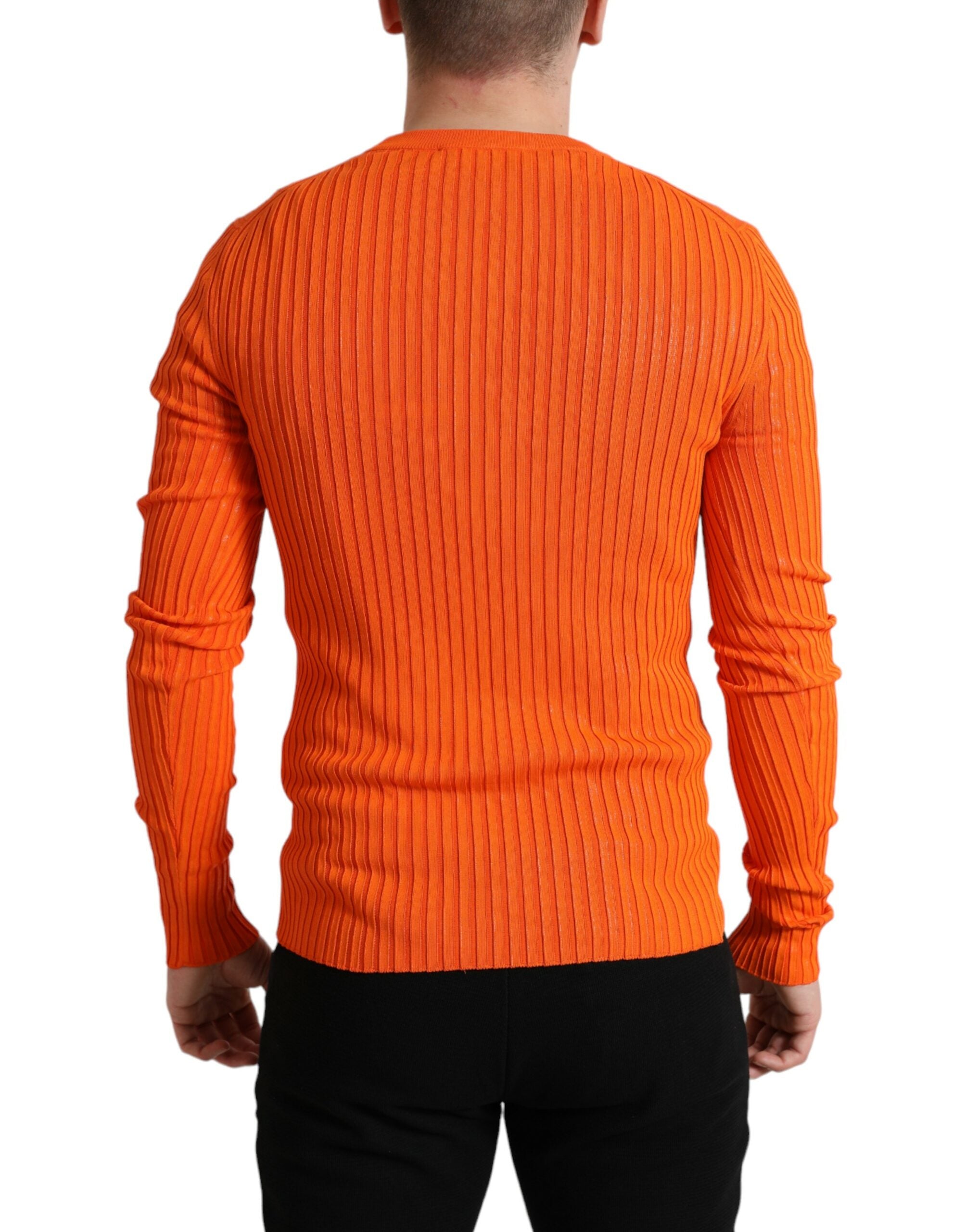 Dolce &amp; Gabbana Sleek Sunset Orange Knitted Pullover Sweater