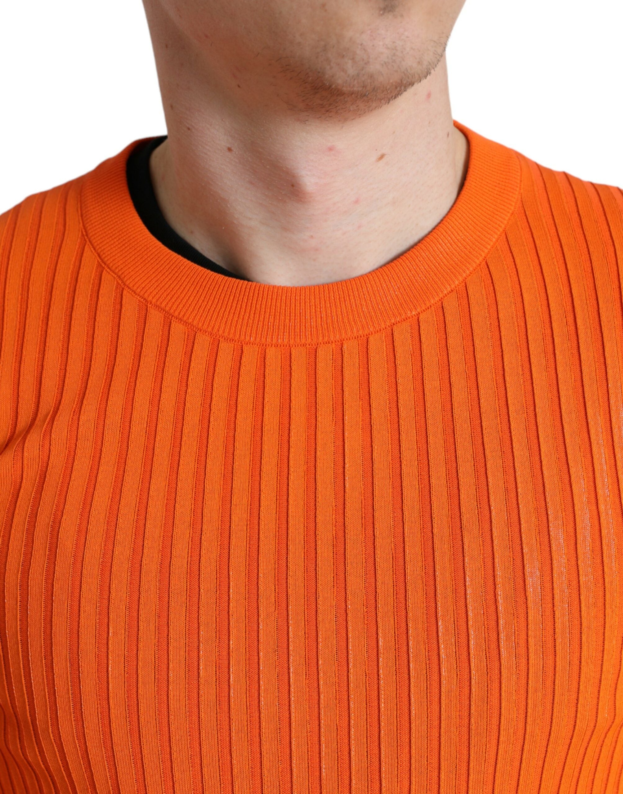 Dolce &amp; Gabbana Sleek Sunset Orange Knitted Pullover Sweater