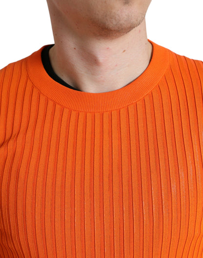 Dolce &amp; Gabbana Sleek Sunset Orange Knitted Pullover Sweater