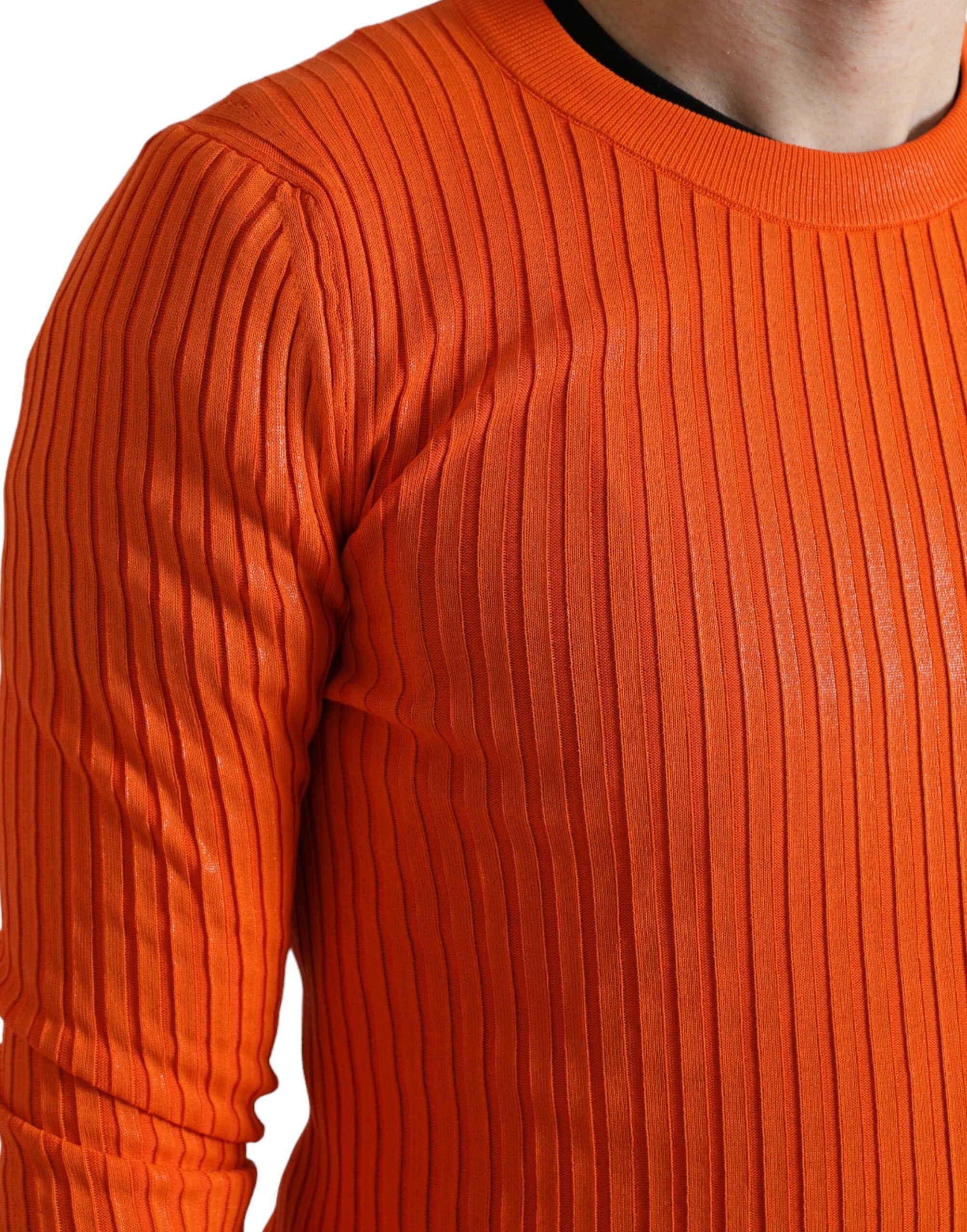 Dolce &amp; Gabbana Sleek Sunset Orange Knitted Pullover Sweater