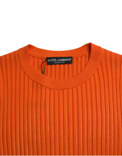 Dolce &amp; Gabbana Sleek Sunset Orange Knitted Pullover Sweater