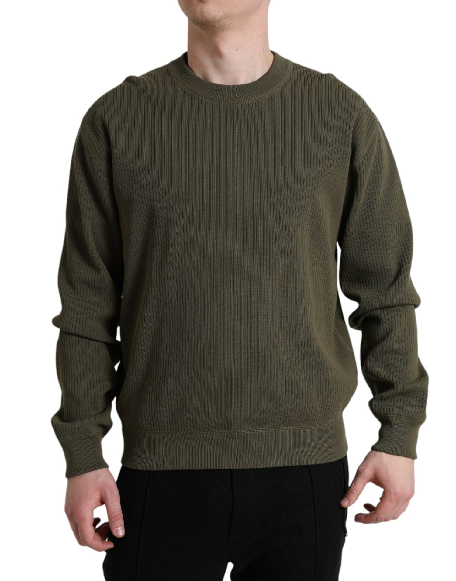 Dolce &amp; Gabbana Elegant Green Crew Neck Cotton Sweater