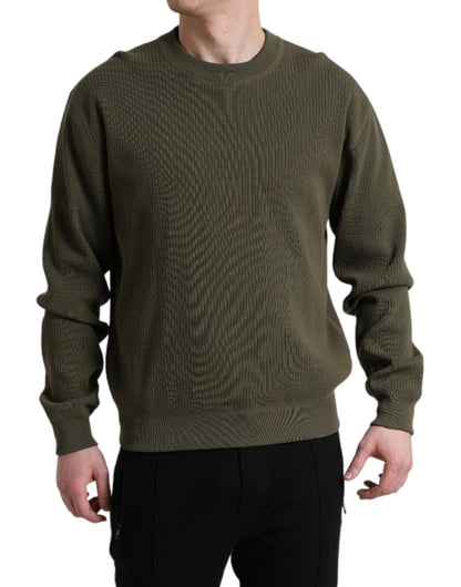 Dolce &amp; Gabbana Elegant Green Crew Neck Cotton Sweater