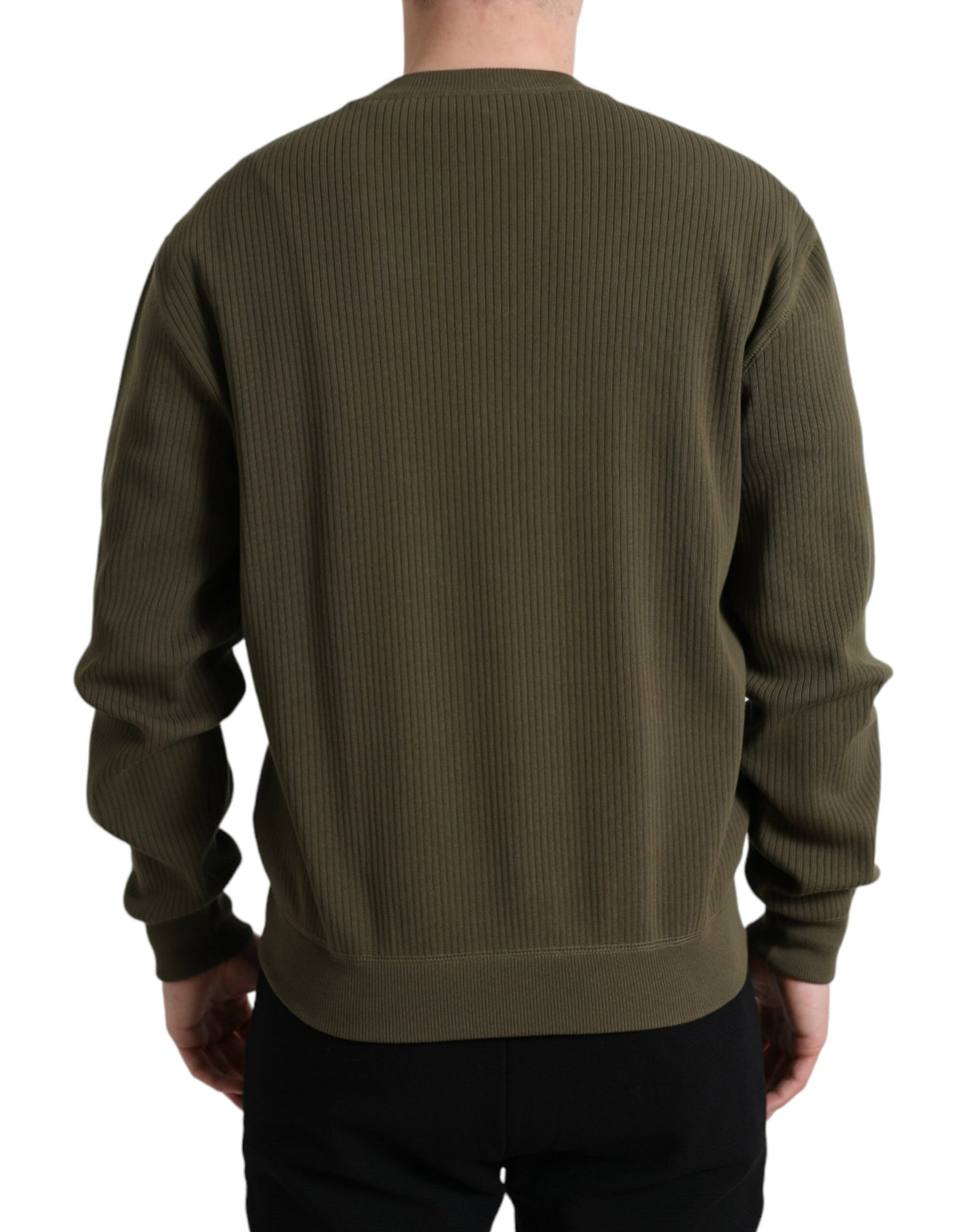 Dolce &amp; Gabbana Elegant Green Crew Neck Cotton Sweater