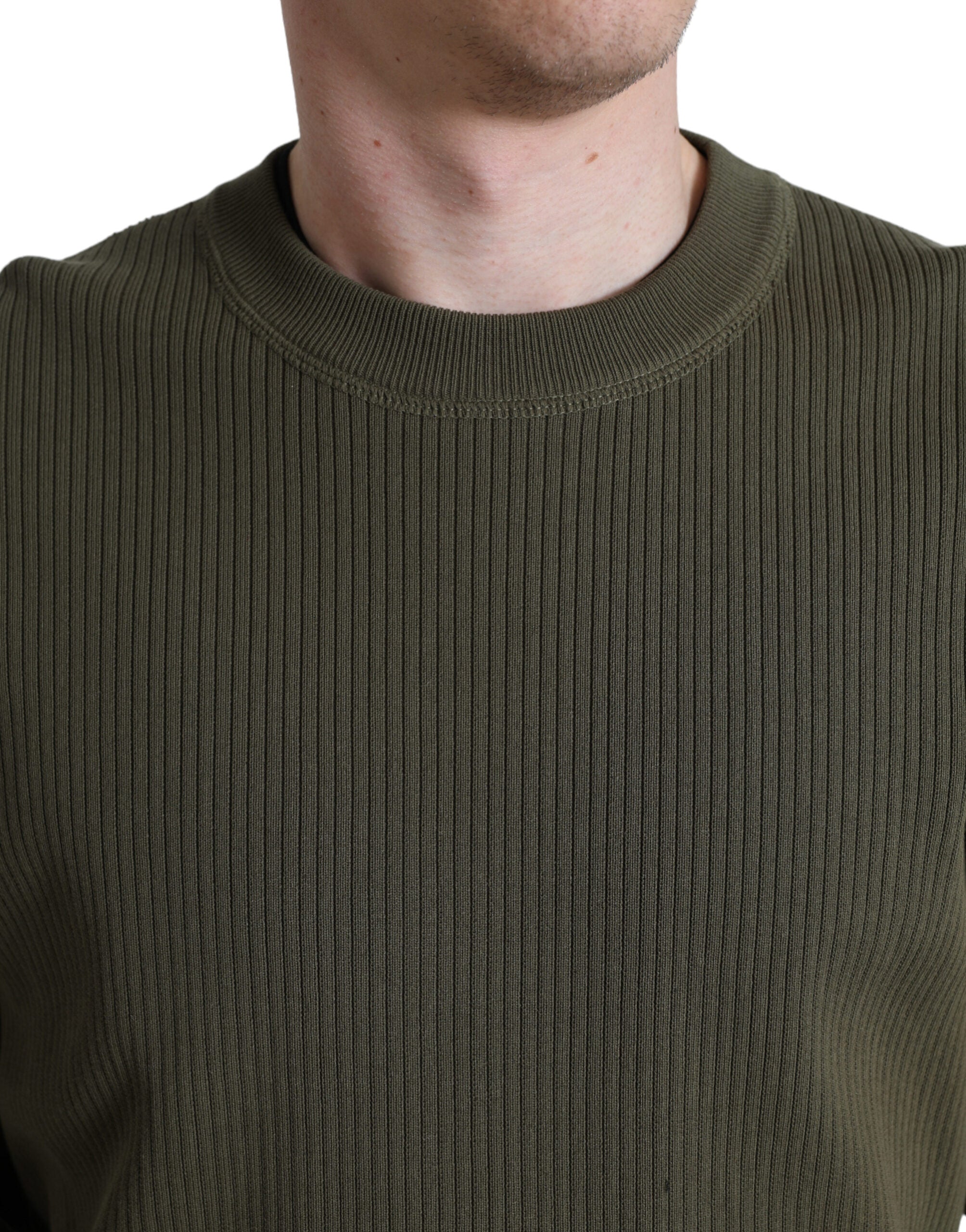 Dolce &amp; Gabbana Elegant Green Crew Neck Cotton Sweater