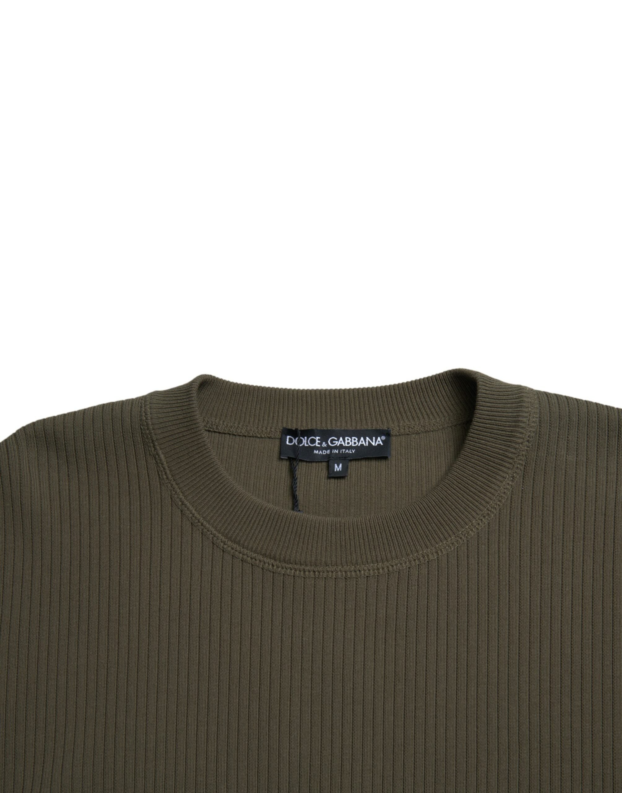 Dolce &amp; Gabbana Elegant Green Crew Neck Cotton Sweater