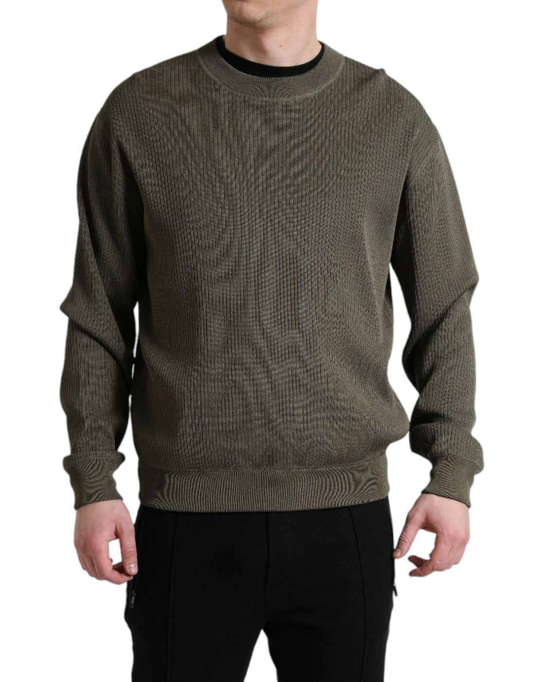 Dolce &amp; Gabbana Elegant Green Crew Neck Sweater