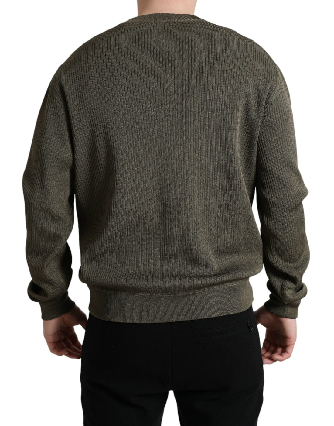 Dolce &amp; Gabbana Elegant Green Crew Neck Sweater