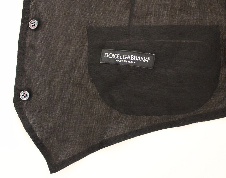 Dolce &amp; Gabbana Elegant Black Wool Dress Vest