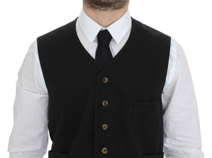 Dolce &amp; Gabbana Elegant Black Cotton Blend Dress Vest