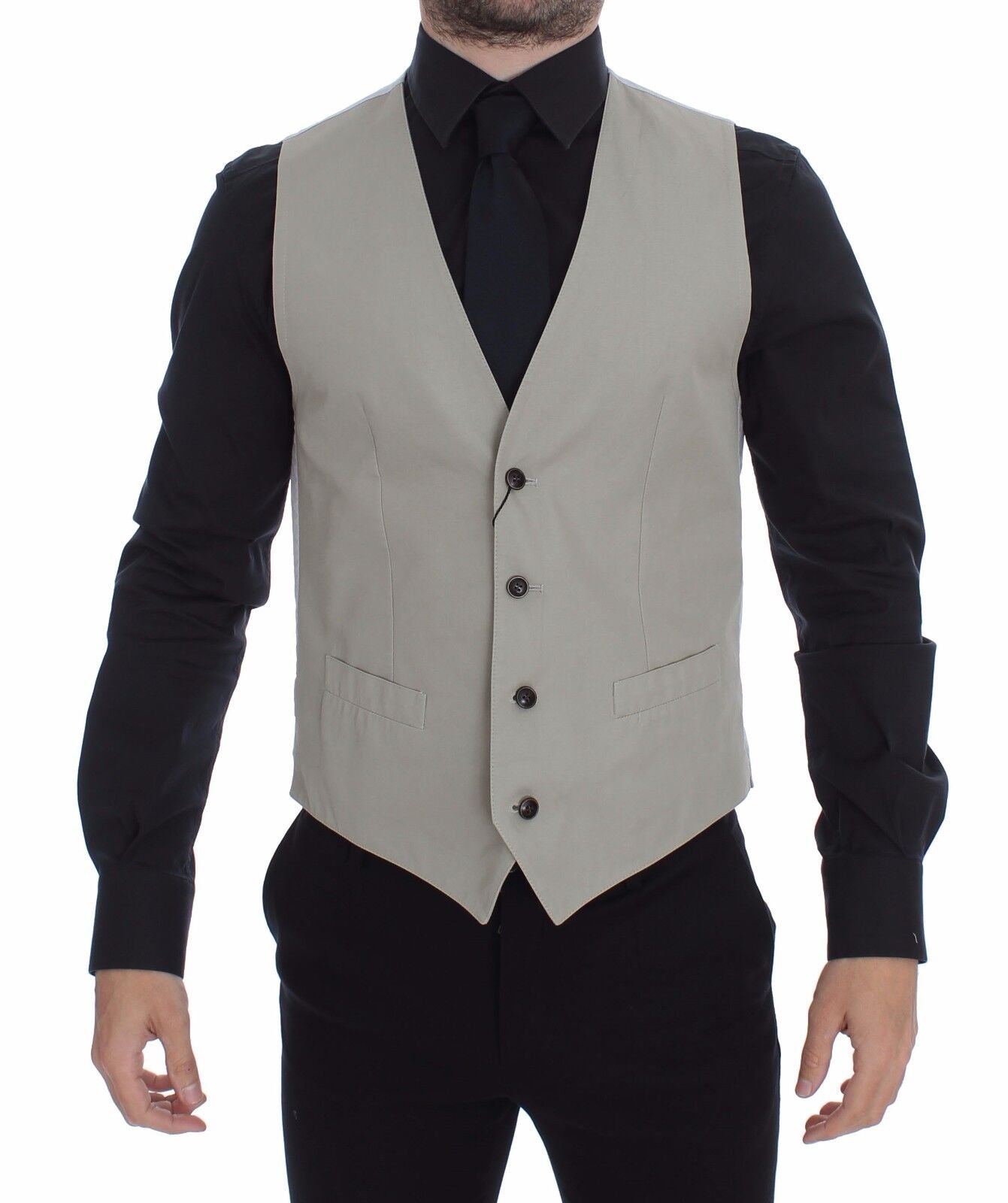 Dolce &amp; Gabbana Chic Beige Single Breasted Dress Vest