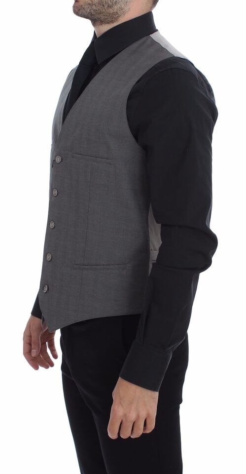 Dolce &amp; Gabbana Elegant Gray Slim Fit Dress Vest