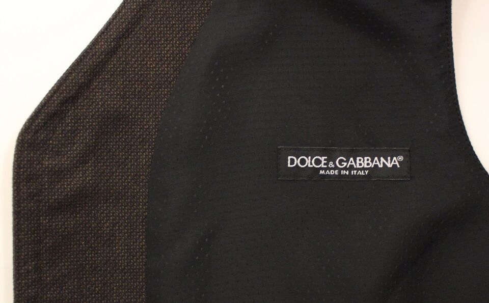 Dolce &amp; Gabbana Elegant Brown Cotton Blend Dress Vest