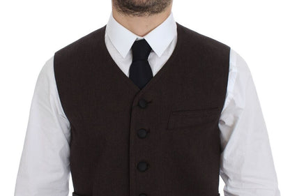 Dolce &amp; Gabbana Elegant Brown Cotton Blend Dress Vest