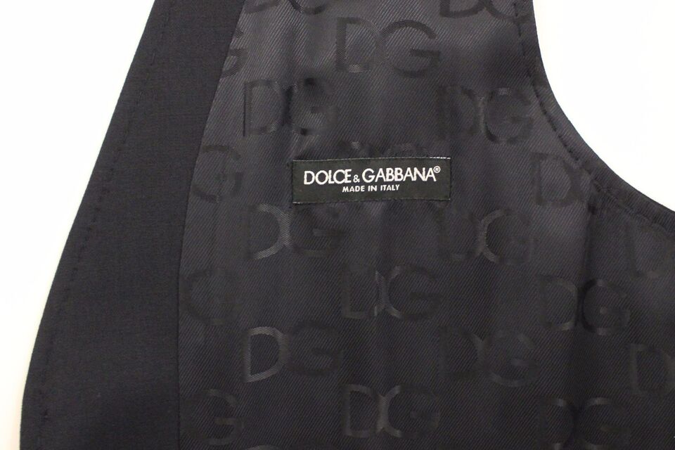 Dolce &amp; Gabbana Elegant Gray Striped Wool-Silk Dress Vest