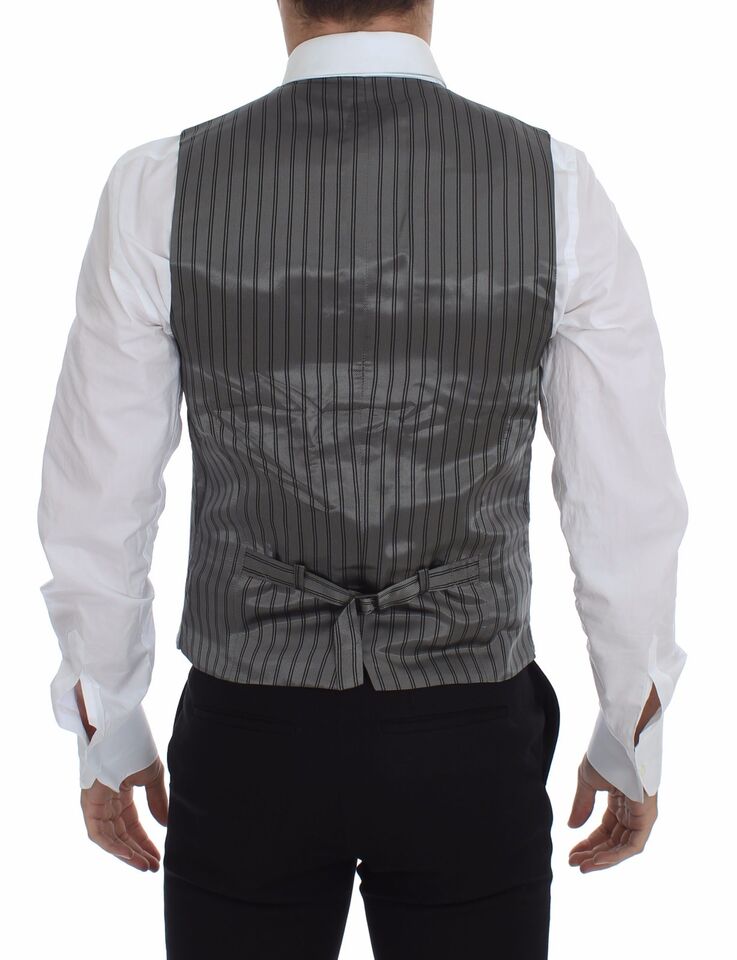 Dolce &amp; Gabbana Elegant Gray Cotton Stretch Dress Vest