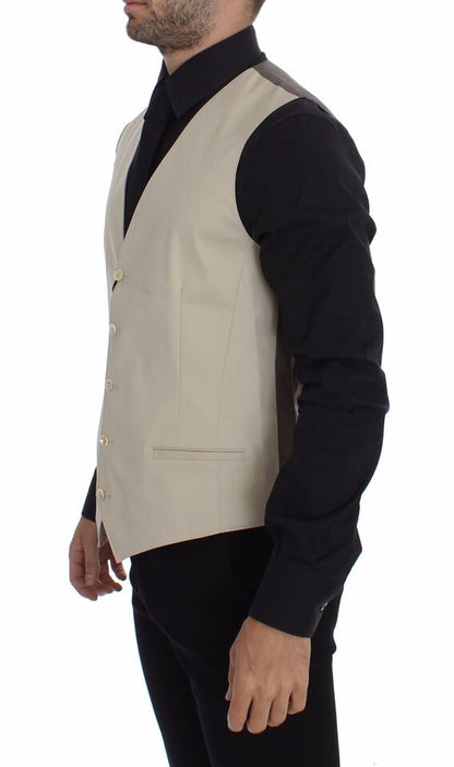 Dolce &amp; Gabbana Elegant Beige Cotton Blend Dress Vest