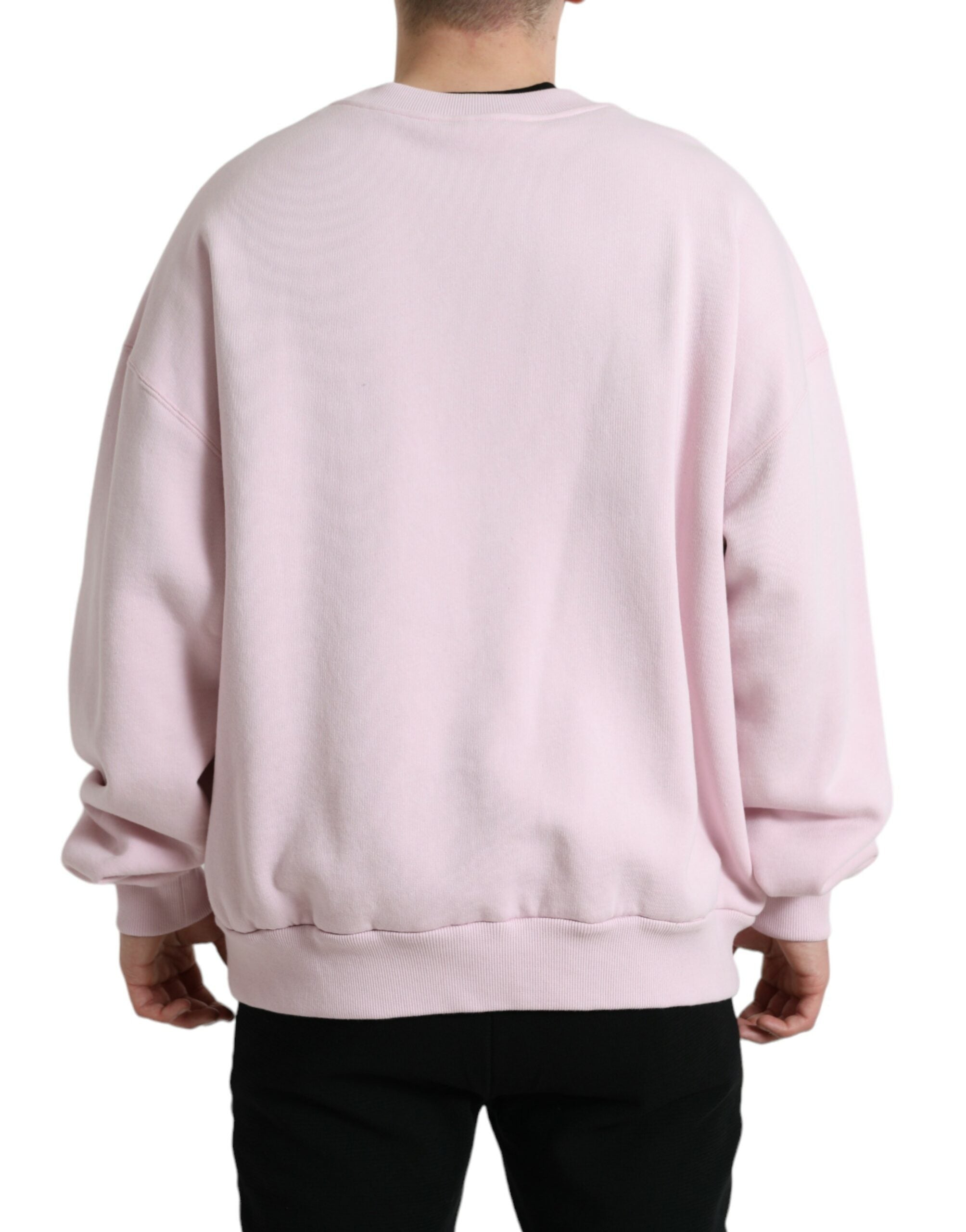 Dolce &amp; Gabbana Elegant Pink Crew Neck Logo Sweater